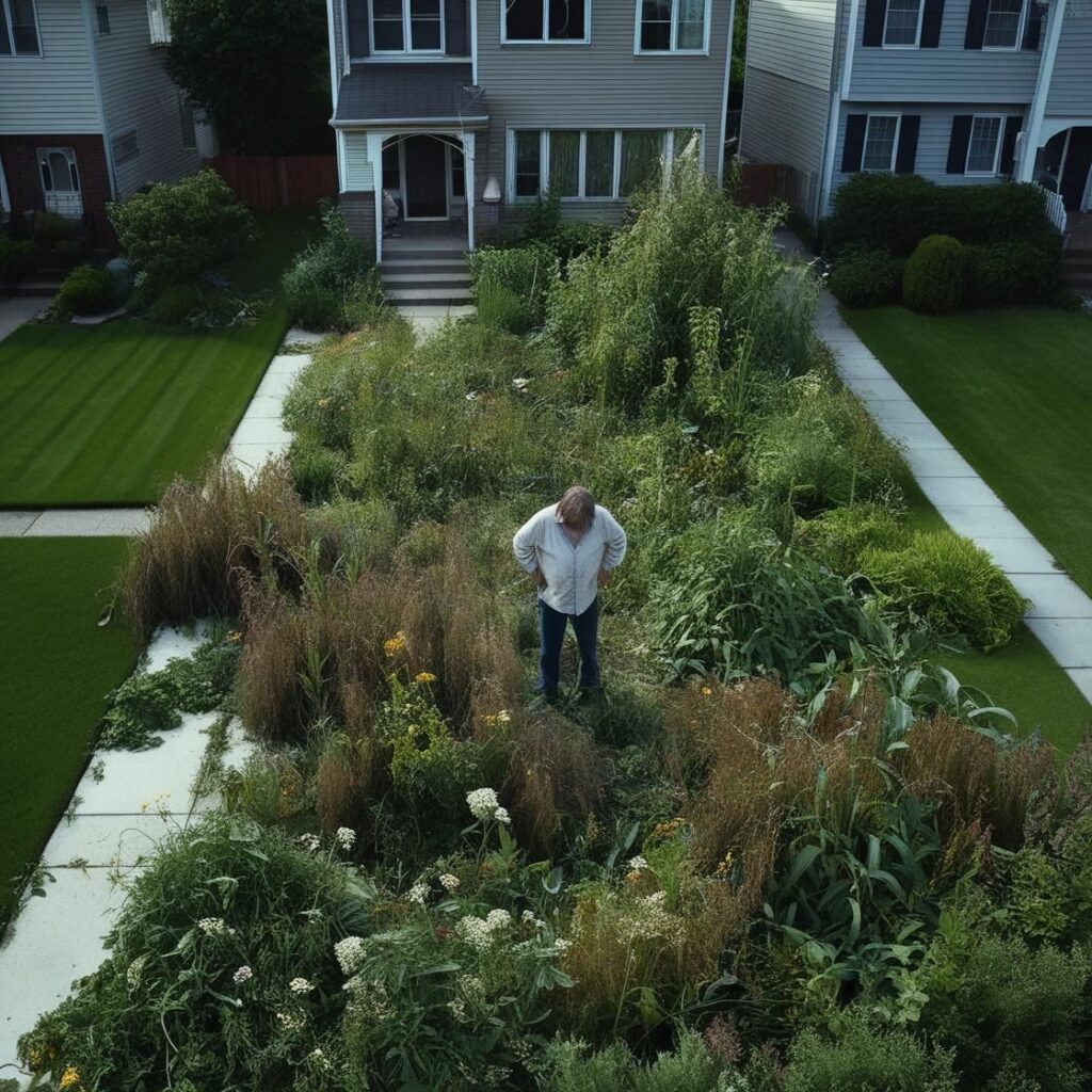 Weed filled lawn